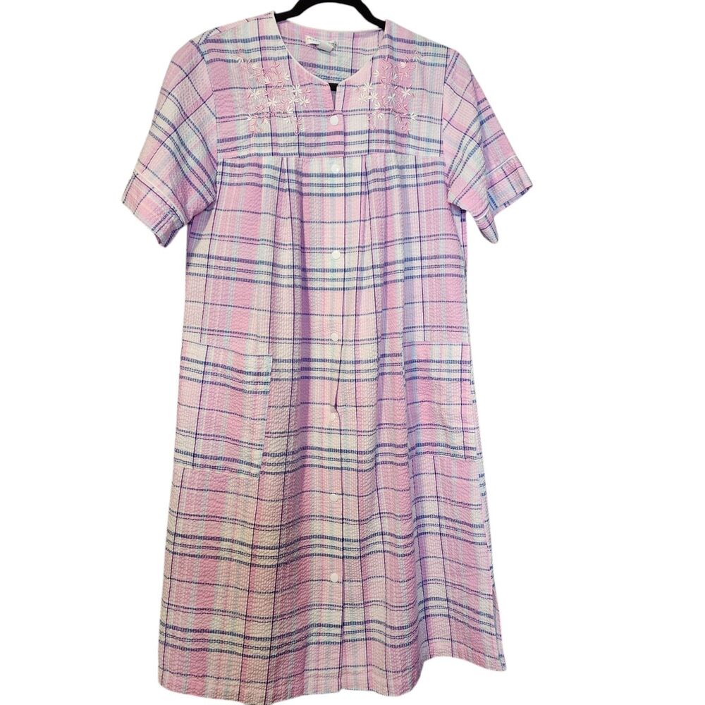Miss Elaine Women's Short Sleeve Snap-Front Robe Size Small
